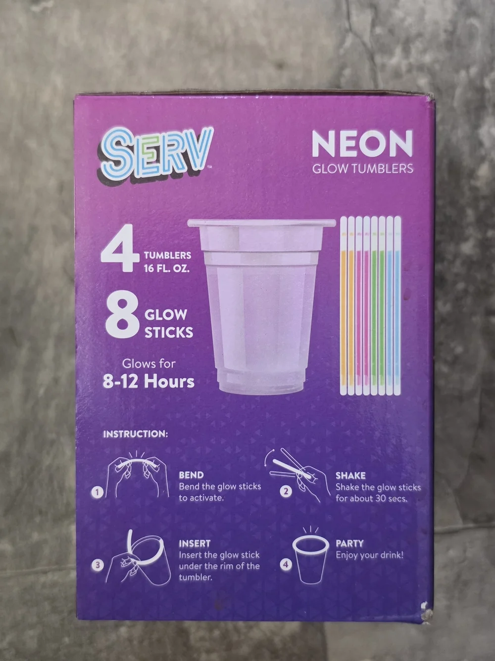 Neon Glow Tumblers - 4 Pack (Multicolor) BNIB